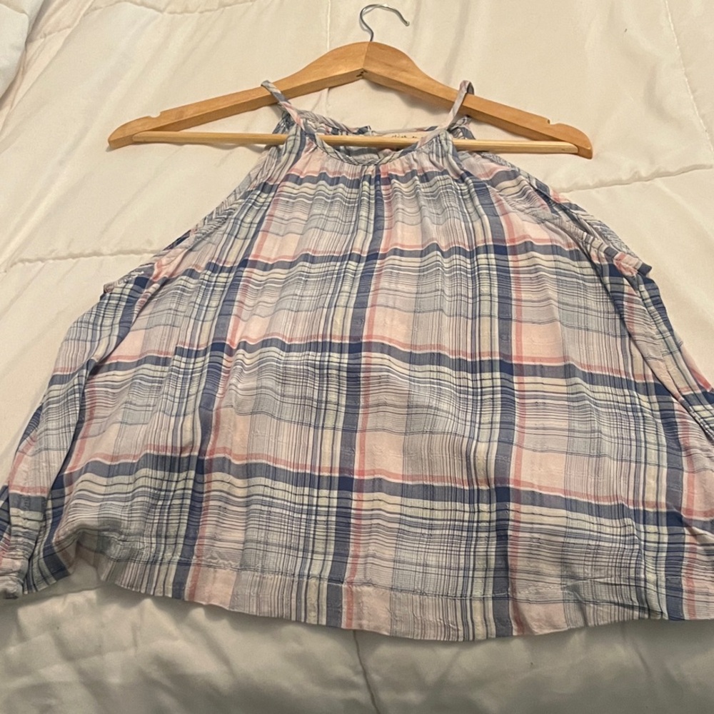 Cloth & Stone Plaid Shirt in Blue and Pink
